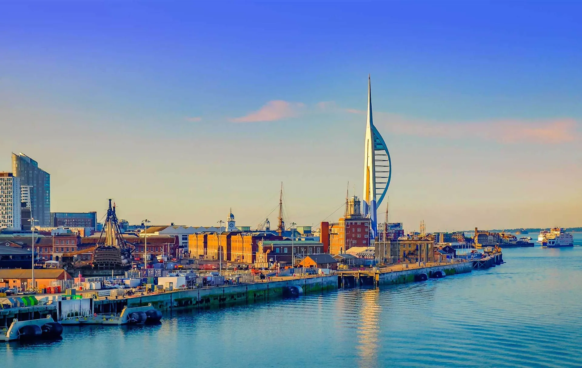 Portsmouth waterfront with the Spinnaker Tower and Gunwharf Quays